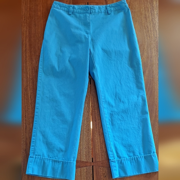 Turquoise Wide Leg Crop Ankle Chino size 4 - Picture 3 of 5